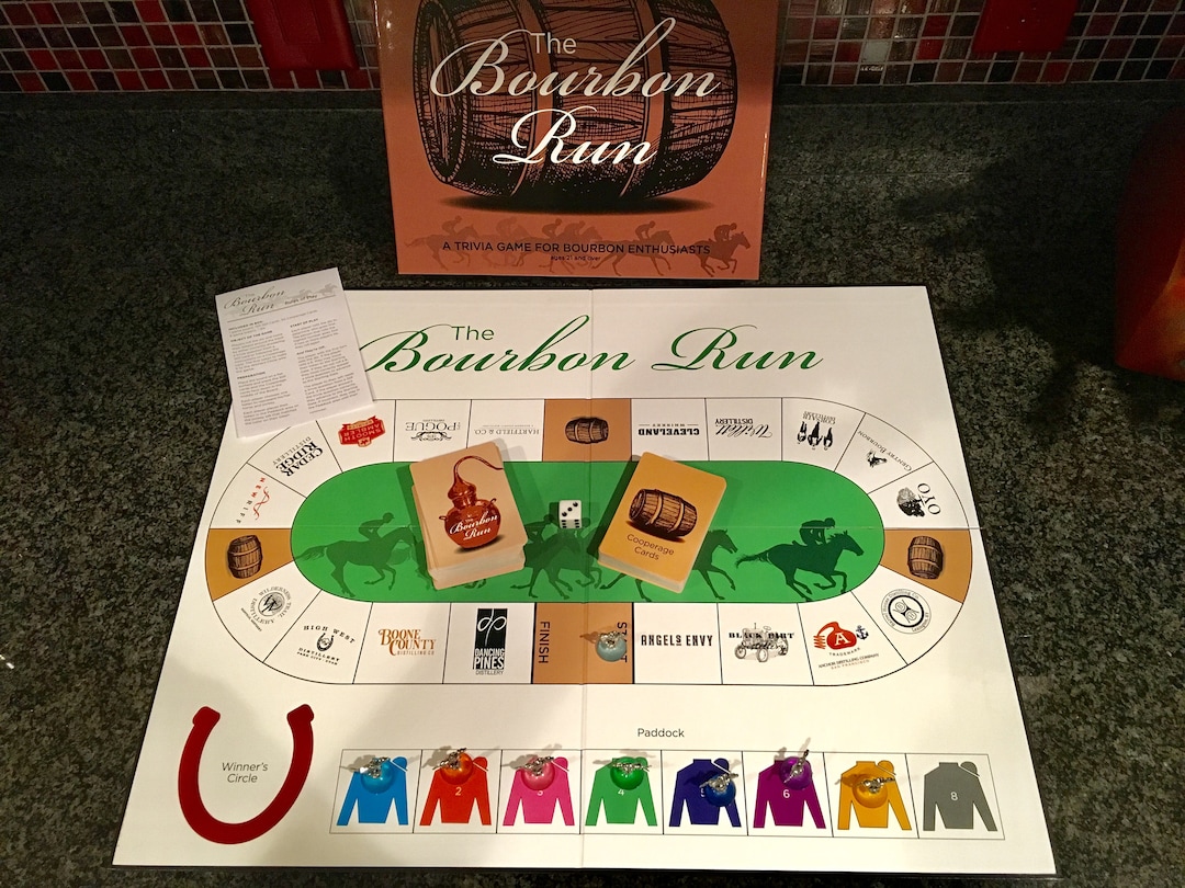 The Bourbon Run Bourbon Trivia Board Gamethe Bourbon Run Etsy