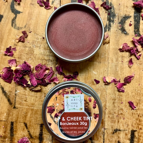 Lip and Cheek Tint, sweet citrus balm with organic cocoa butter and Manitoba beeswax, handmade by art soap life