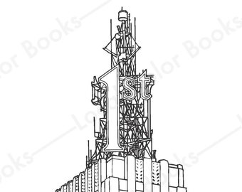 First National Bank Building - Color Saint Paul - Printable Instant Digital Download Adult Coloring Page