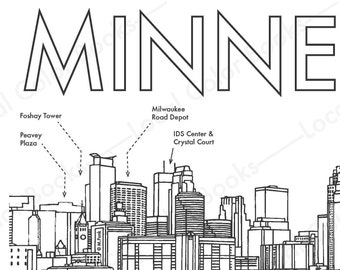 BEST OF Minneapolis - Adult Coloring Book - 12 Coloring Pages + Bonus Material - Printable Instant Digital Download Bundle