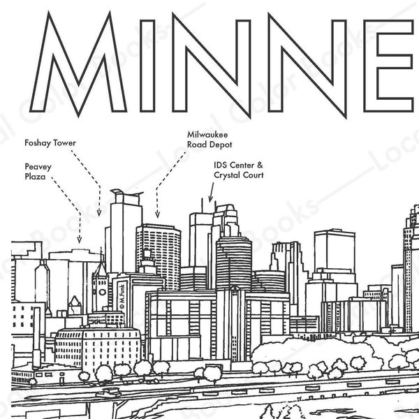 Minneapolis Coloring Pages Etsy