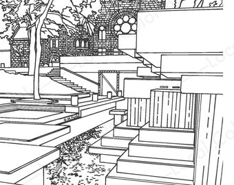 Peavey Plaza - Color Minneapolis - Printable Instant Digital Download Adult Coloring Page