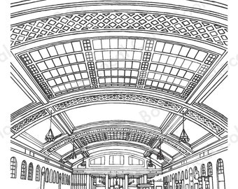 Union Depot - Color Saint Paul - Printable Instant Digital Download Adult Coloring Page