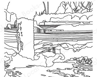 Minnehaha Falls - Color Minneapolis - Printable Instant Digital Download Adult Coloring Page