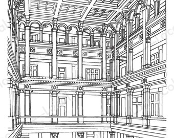 Landmark Center - Color Saint Paul - Printable Instant Digital Download Adult Coloring Page