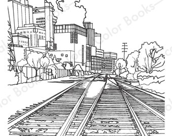 Saint Paul Railroad - Color Saint Paul - Printable Instant Digital Download Adult Coloring Page