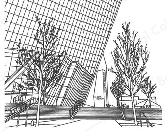 US Bank Stadium - Color Minneapolis - Printable Instant Digital Download Adult Coloring Page
