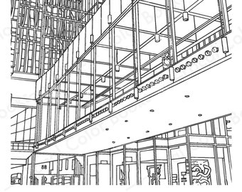 Skyway System - Color Minneapolis - Printable Instant Digital Download Adult Coloring Page