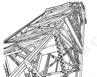 Union Pacific Bridge - Color Saint Paul - Printable Instant Digital Download Adult Coloring Page