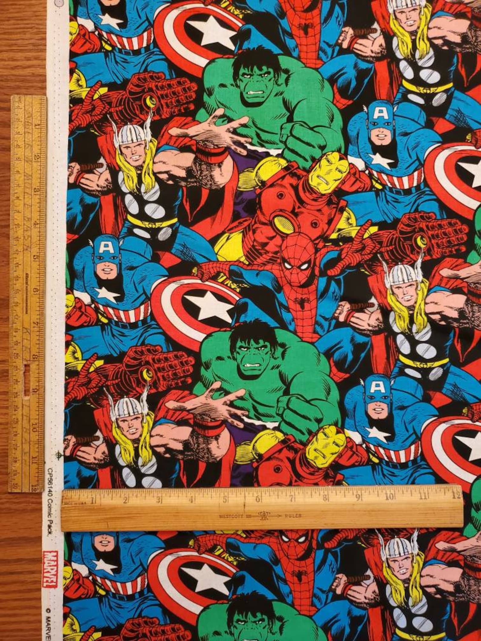 Marvel Avengers Retro Cotton Fabric /spiderman / Thor/ Captain America ...