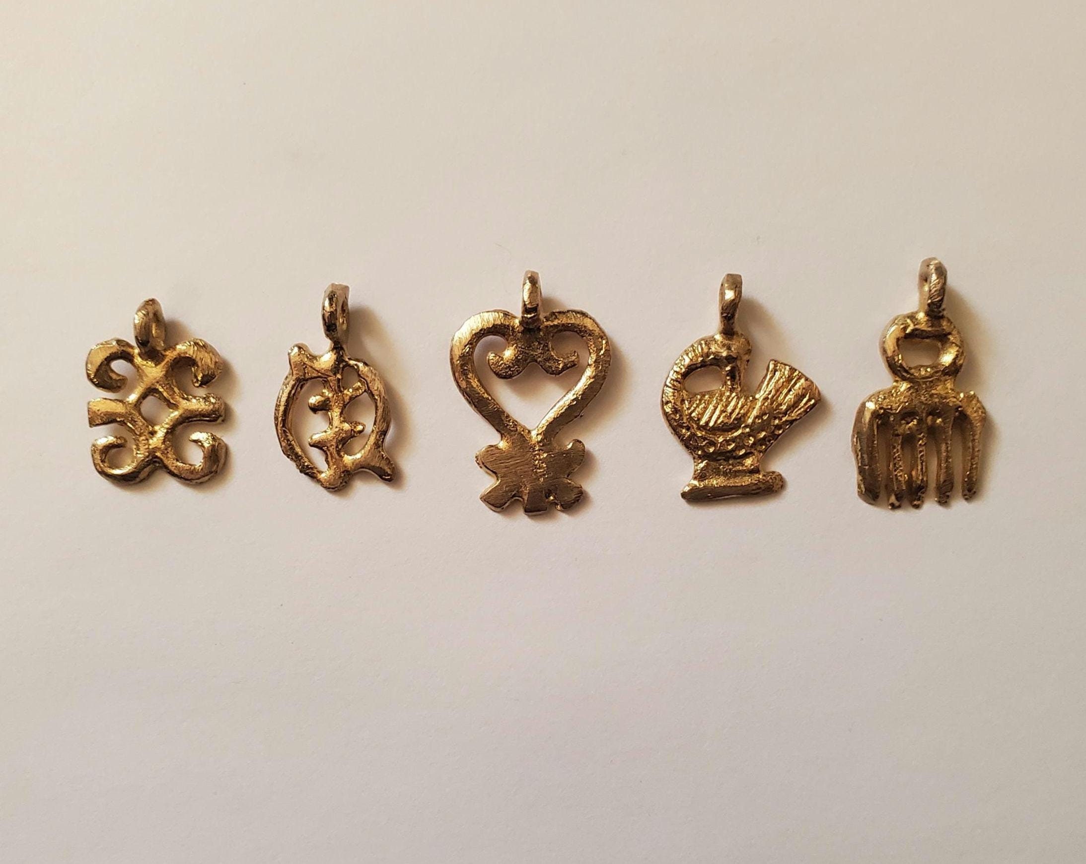 Adinkra Brass Bead Charms From Ghana