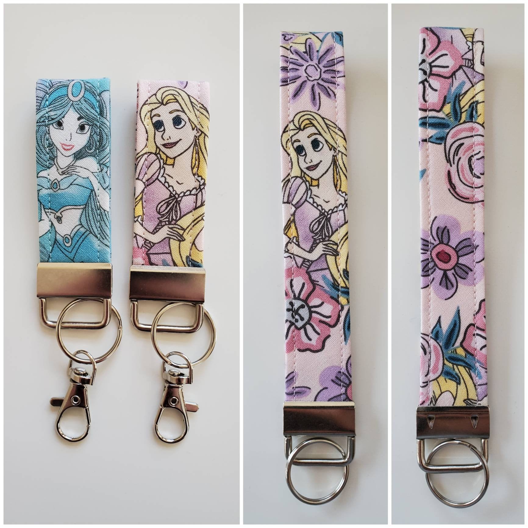 Elsanna Keychains Elsa and Ana Frozen Princess Wristlet Key Fob Keyfob Keychain Key Ring ...