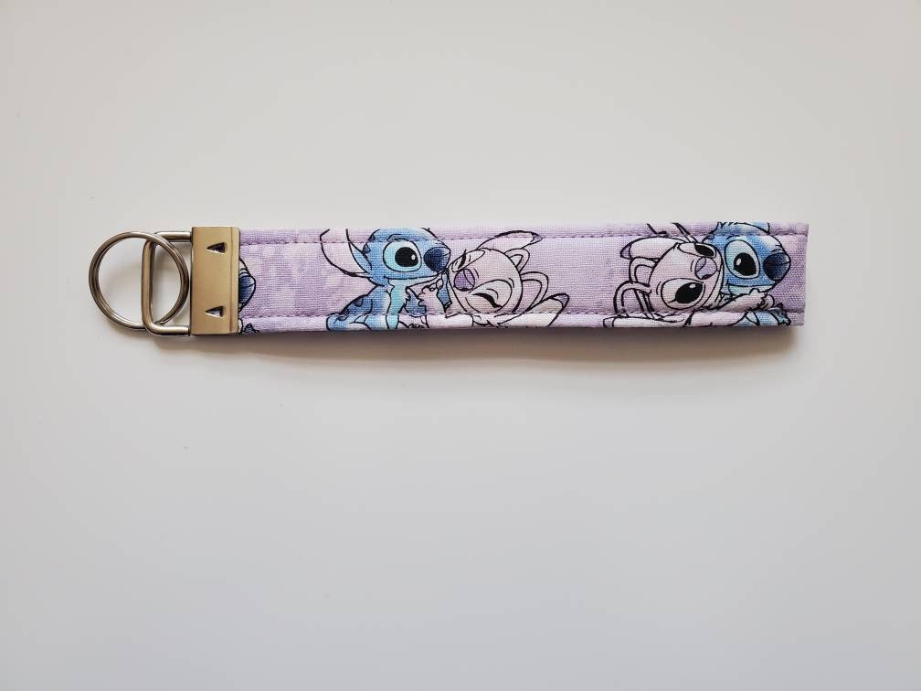 Stitch and Angel Keychain | Wristlet | Keyfob | Key Ring | Lanyard - Etsy