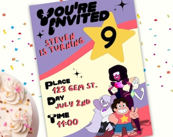 Plantilla digital para invitación de cumpleaños de Steven Universe