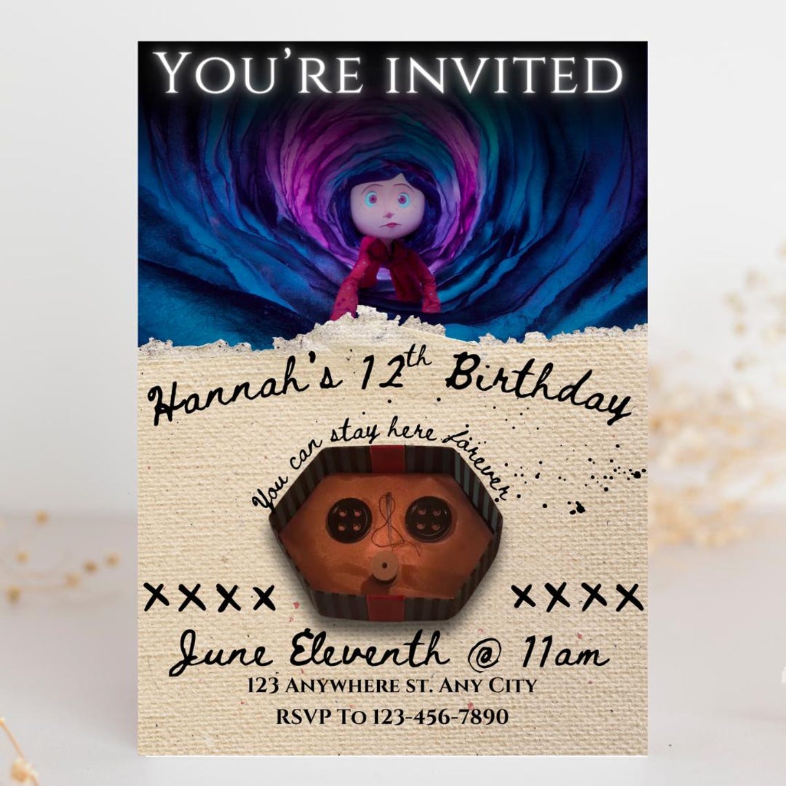 Coraline Invitation Buttons You Can Stay Here Forever - Etsy