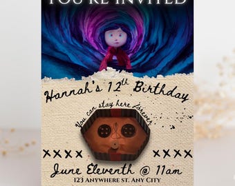 Coraline Invitation Buttons You can stay here forever
