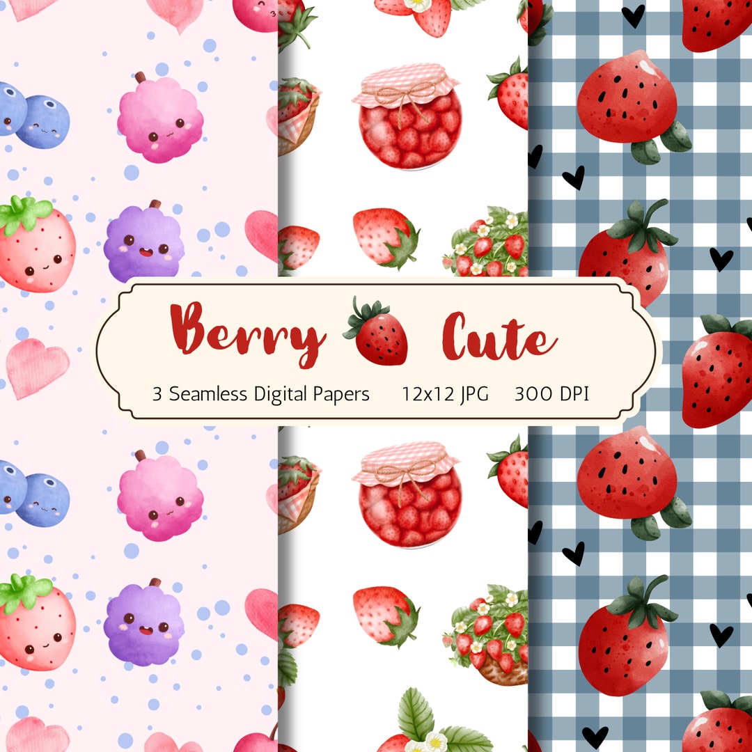 Writing Pattern Berry Berry Cute Digital Patterns, Digital Paper, Scrapbooking, Crafting ...