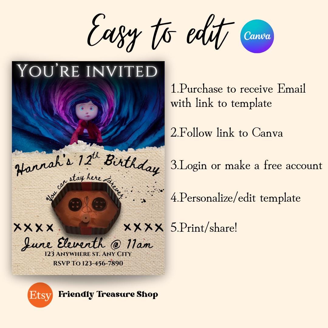 Coraline Invitation Buttons You Can Stay Here Forever - Etsy