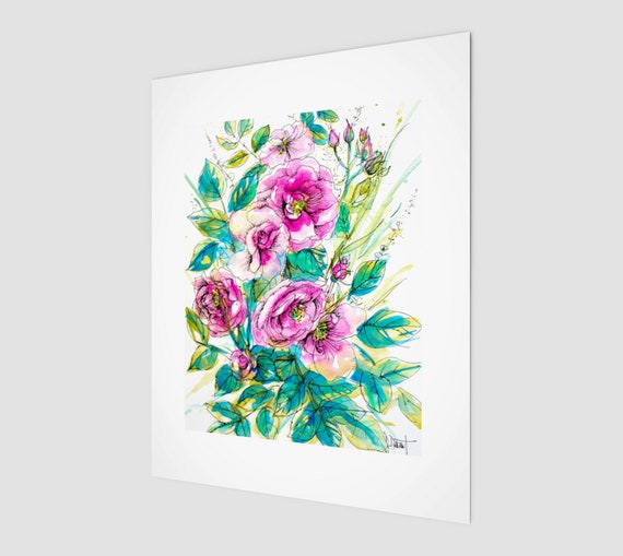 Wall Artwild Roses For Me Art Tableau Affiche Poster Reproduction Aquarelle Rose Fleur