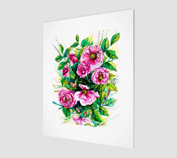 Wall Artwild Roses For You Art Tableau Affiche Poster Reproduction Aquarelle Rose Fleur