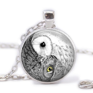 Ying Yang Owl Necklace Owl Necklace Yoga Jewelry Balance Good Luck Necklace Feng Shui Jewelry Mindfulness Gift Spiritual Halloween Gift