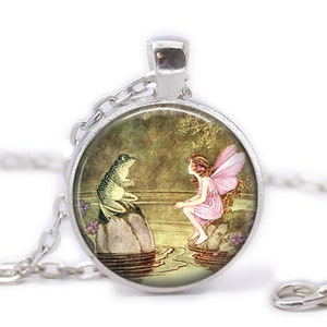 Frog and Fairy necklace Frog and Fairy St Valentine&#39;s Gift Fairy jewelry Frog Jewelry Frog Necklace Kids Jewelry Necklace for Kids Valentine