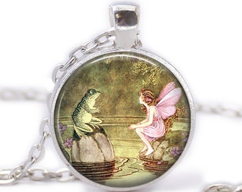 Frog and Fairy necklace Frog and Fairy St Valentine's Gift Fairy jewelry Frog Jewelry Frog Necklace Kids Jewelry Necklace for Kids Valentine