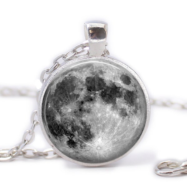 Full Moon Necklace Full Moon Pendant Moon Necklace Galaxy Jewelry Birthday Gift Universe Necklace Cosmos Necklace Space Necklace Halloween