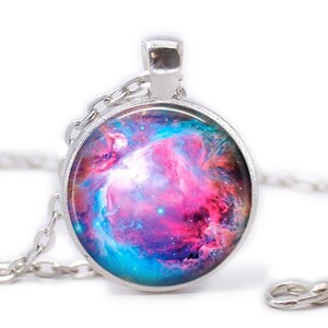 Colorful Nebula Necklace Colorful Nebula Pendant Silver Tile Nebula Galaxy Pendant Galaxy Jewelry Gift Universe Necklace Cosmos Space Nebula