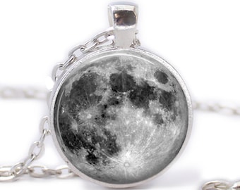 Full Moon Pendant Necklace: Handmade Galaxy Cosmos Universe Jewelry. Gift for Mom
