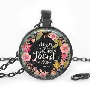 Bible Verse Cabochon Pendant Necklace: Christian Inspirational Jewelry