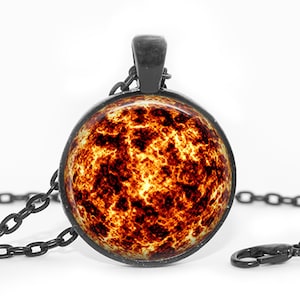 Sun Pendant Necklace: Galaxy Space Universe Jewelry. Black/Silver/Bronze/Copper Finish