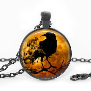 Raven Necklace Crow Necklace Raven Pendant Raven Jewelry Crow Necklace Bird Jewelry Spooky Symbolic Gift St Valentine Halloween