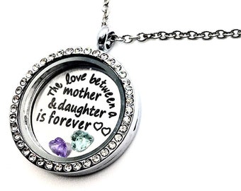 Floating locket Mother' Day Gift Mother and Daughter Gift Keepsake Gift for Mom Birthday St. Valentine's Gift Magnet Locket Charm Necklace