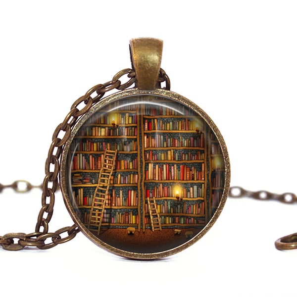 Library Necklace Book Necklace Librarian Gift Book Jewelry Gift for Book Lovers Book Pendant Gift  for Her Gift for Him St Valentine Gift