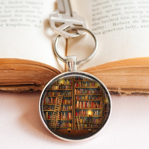 Books Keychain Glass Art Books Key Ring Gift for Book Lovers Etsy