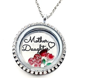 Floating locket Mother' Day Gift Mother and Daughter Gift Keepsake Gift for Mom Birthday St. Valentine's Gift Magnet Locket Charm Necklace