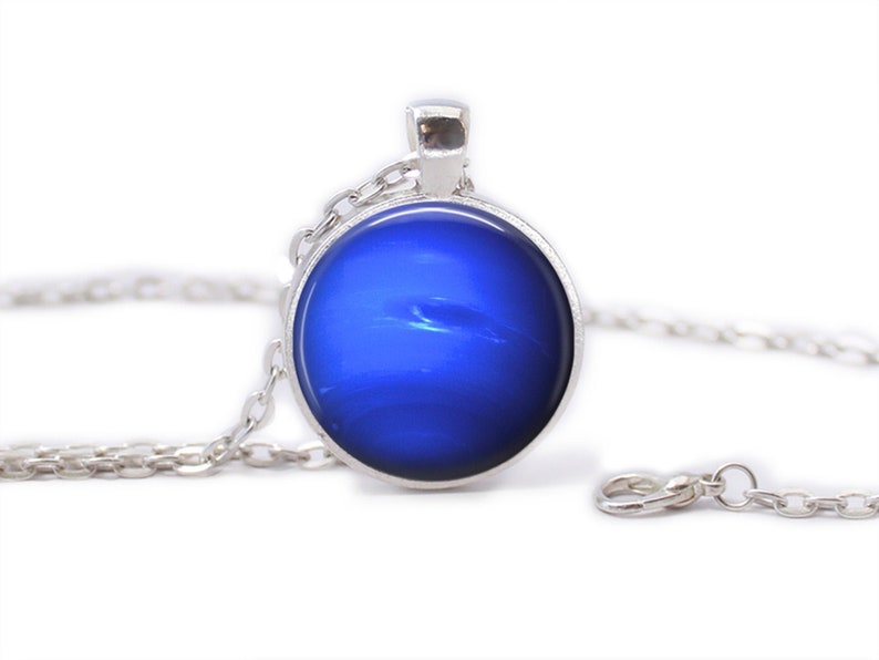 Neptune Pendant Necklace: Galaxy Space Universe Jewelry. Black/Silver/Bronze/Copper Finish image 1