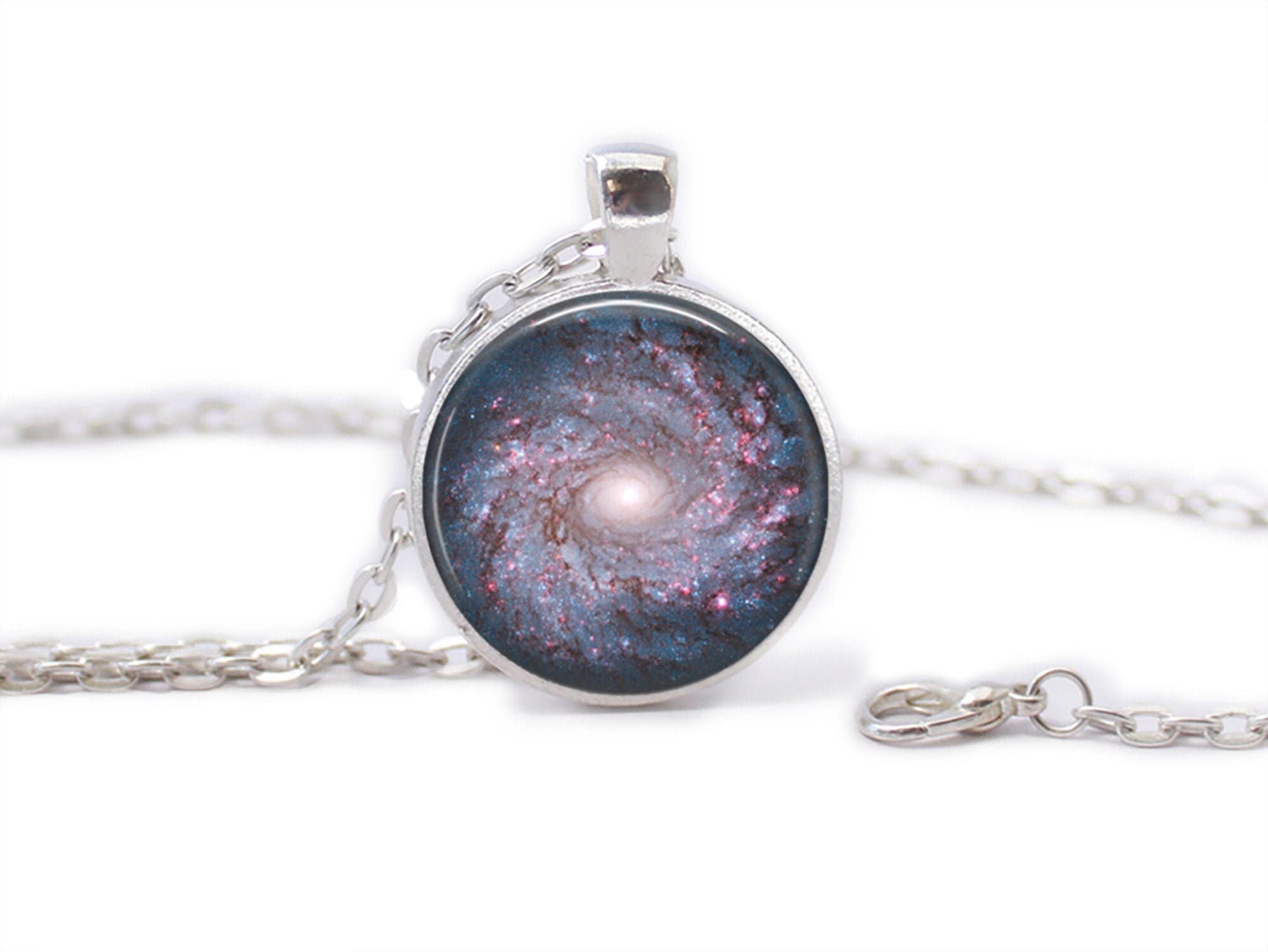 Glow in the Dark Galaxy Jewelry Glowing Purple Galaxy Necklace Outer Space  Stars Pendant Vintage Style Bronze Pendant Necklace 