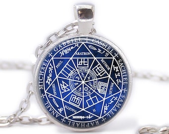 7 Archangels Pendant, Archangel Michael Sigil Necklace, Protection Amulet, Angel Seal Spiritual Jewelry