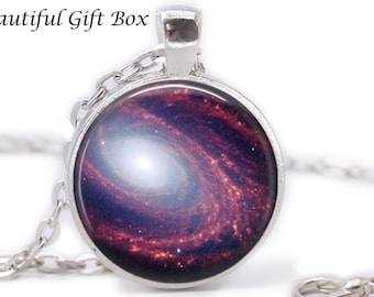 Andromeda Nebula Pendant Necklace: Handmade Galaxy Cosmos Space Jewelry