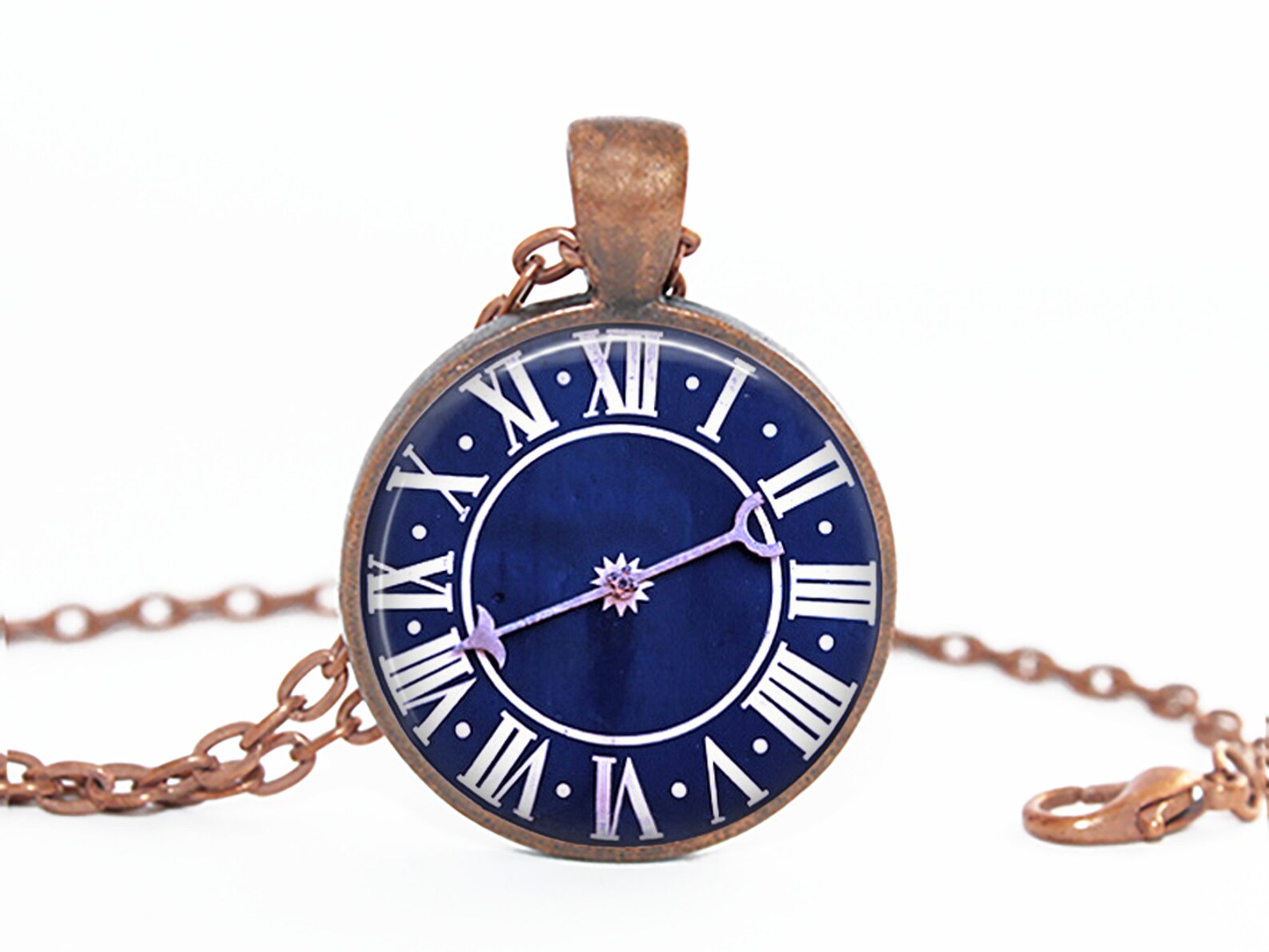 Clock Necklace Clock Pendant Old Clock Necklace Old Clock Etsy