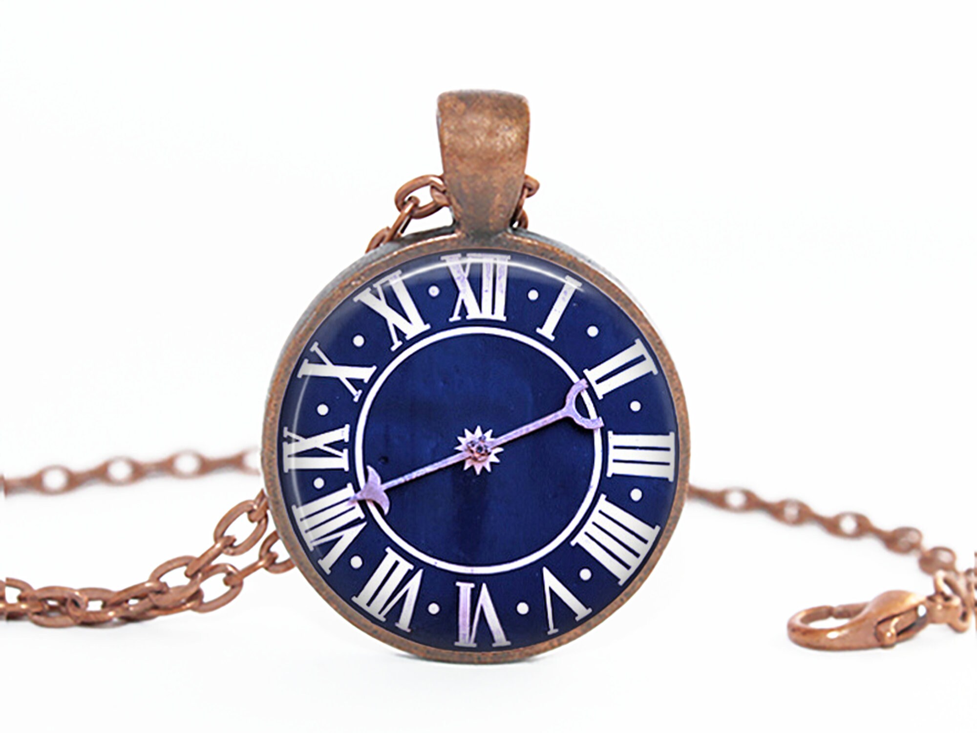 Clock Necklace Clock Pendant Old Clock Necklace Old Clock Etsy