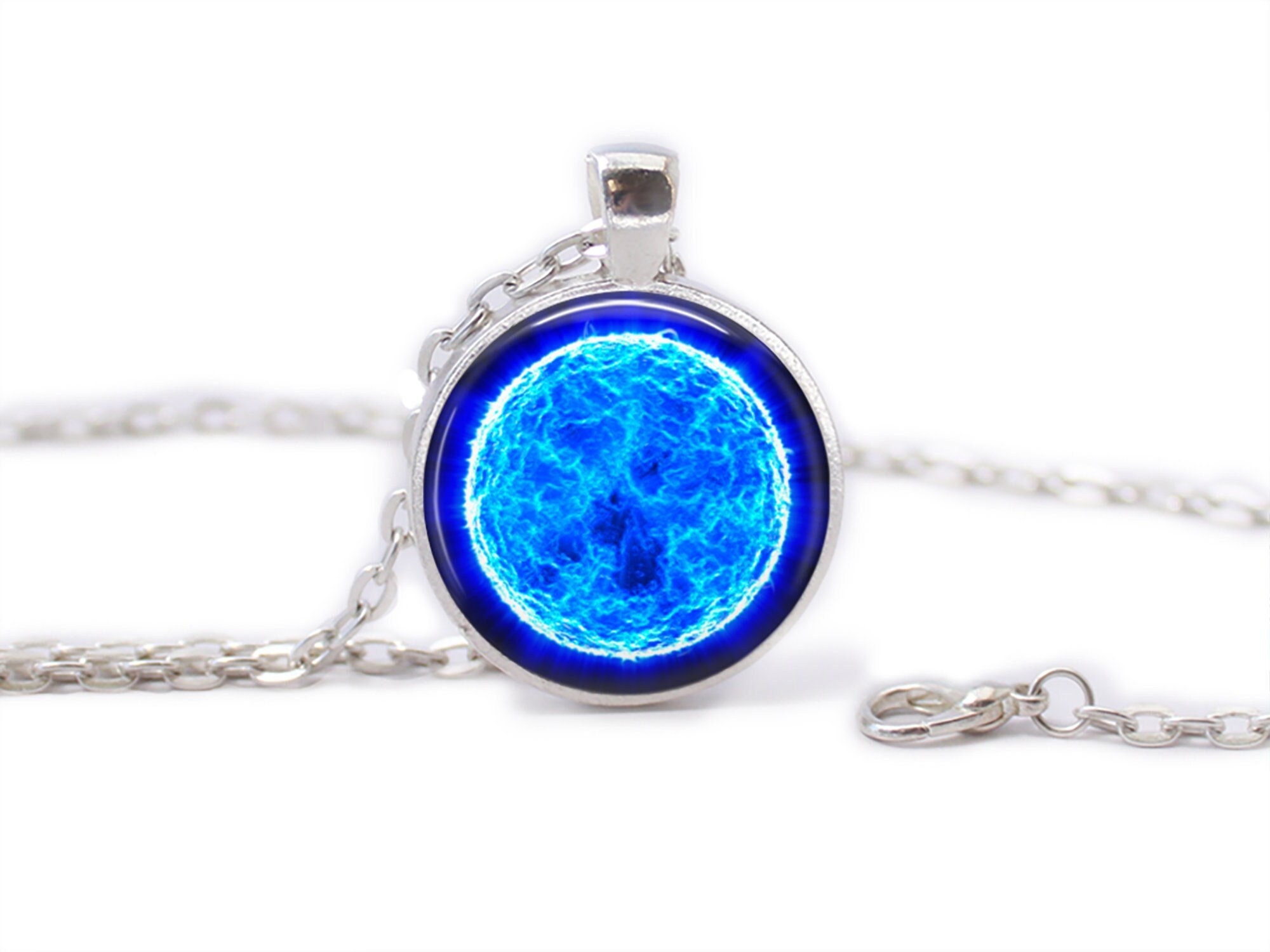 Glow in The Dark Galaxy Charm Necklace - Stars Nebula Glowing Galaxy Pendant - 23 Space Images Available, 20mm or 25mm Size
