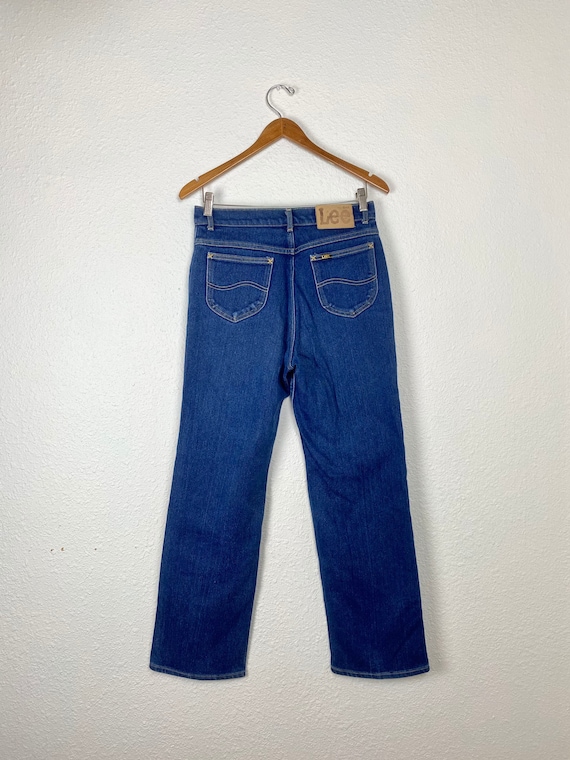 Vintage 70s Lee jeans, high waisted, dark wash - image 1