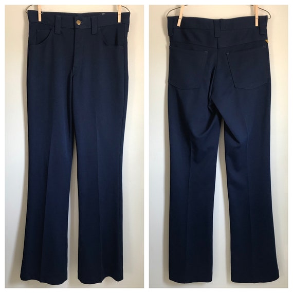 Vintage 70s Blue Farah pants, polyester leisure b… - image 9