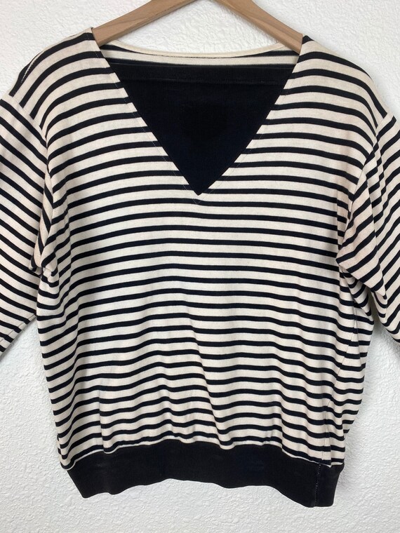 Vintage Black and White Striped Sailor Boat Top, … - image 4