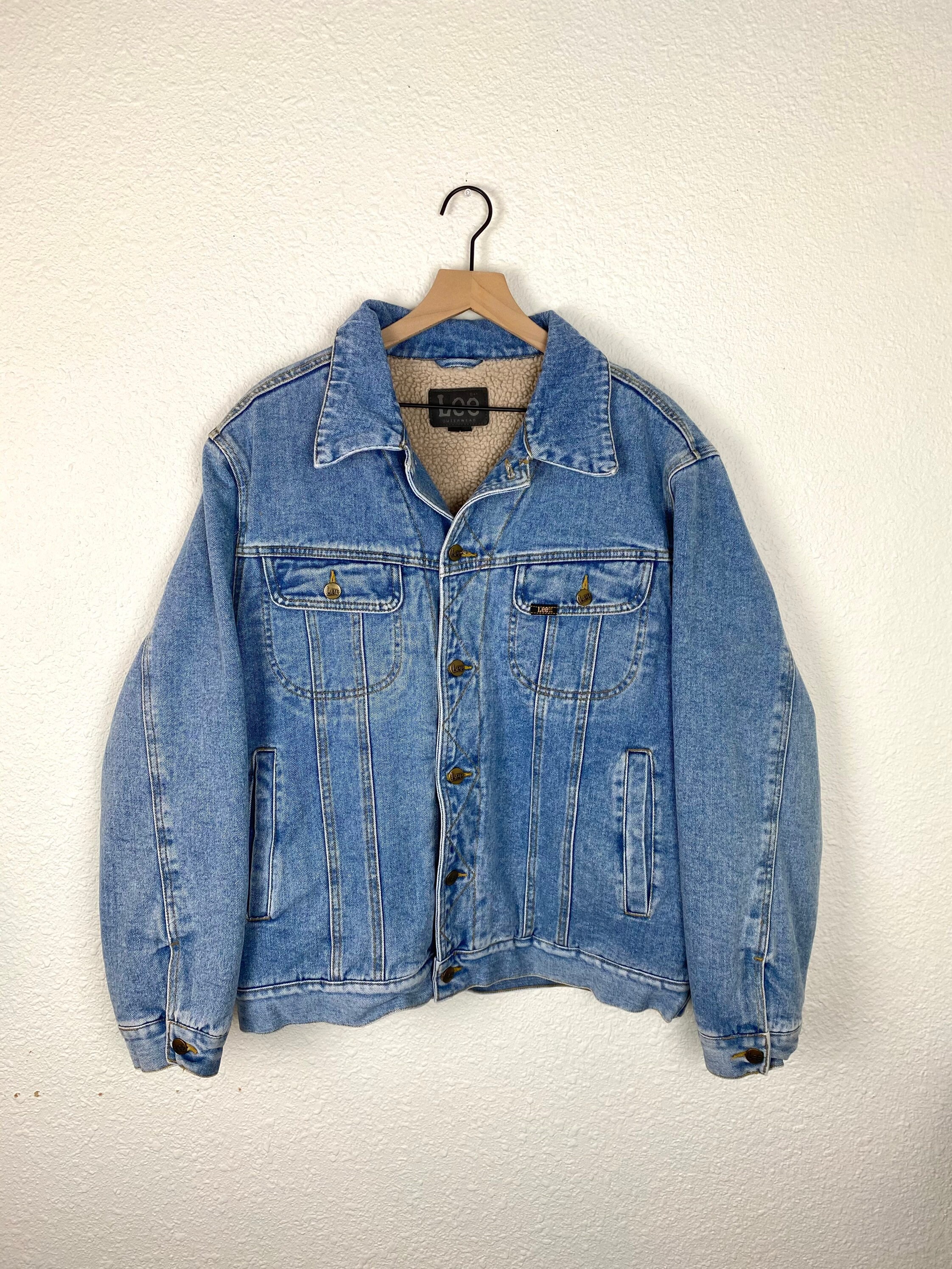 Vintage Lee Sherpa Denim Jacket, Jean, Detachable Collar