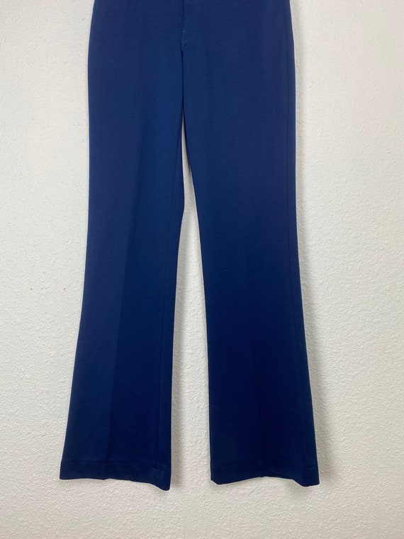Vintage 70s Blue Farah pants, polyester leisure b… - image 5