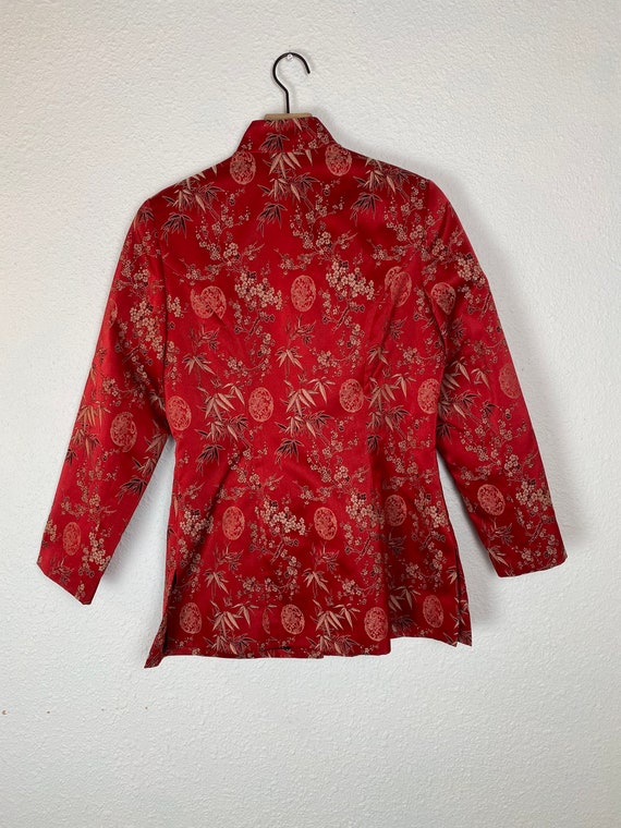 Vintage red Asian Print Pant Suit, jacket, top, o… - image 5